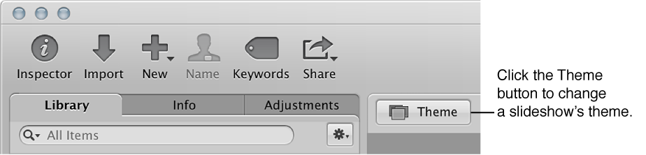 Figure. Theme button in the Slideshow Editor.