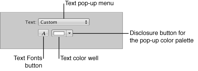 Figure. Text controls in the Default Settings pane of the Slideshow Editor.