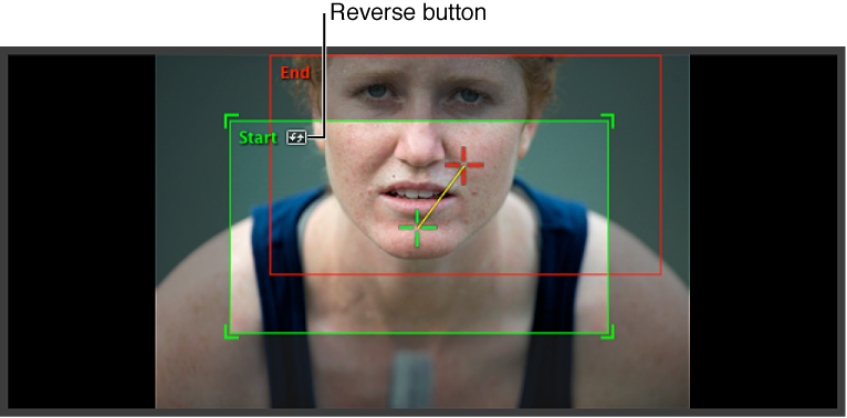Figure. Image showing the Reverse button for the Start and End overlays for the Ken Burns effect.
