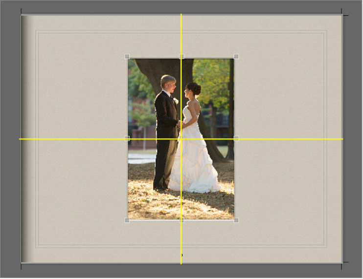 Figure. Yellow alignment guidelines visible above an image on a page.