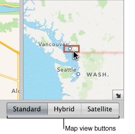 Figure. Map view buttons in Places view.