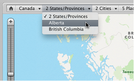 Figure. Places Path Navigator in Places view.
