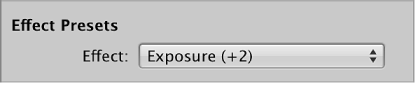 Figure. Adjustment Presets controls in the Import browser.