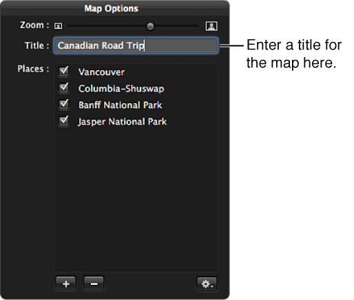 Figure. Title field shown in the Map Options HUD.