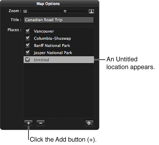 Figure. New "Untitled" location in the Map Options HUD.