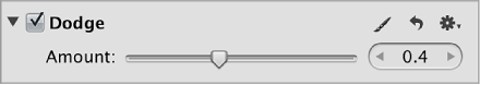 Figure. Controls in the Dodge area of the Adjustments inspector.