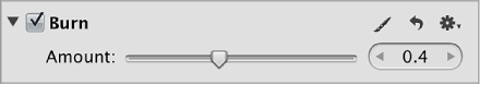 Figure. Controls in the Burn area of the Adjustments inspector.