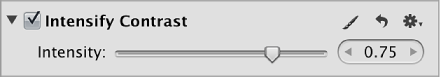 Figure. Controls in the Intensify Contrast area of the Adjustments inspector.