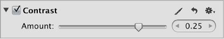 Figure. Controls in the Contrast area of the Adjustments inspector.