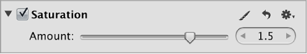 Figure. Controls in the Saturation area of the Adjustments inspector.