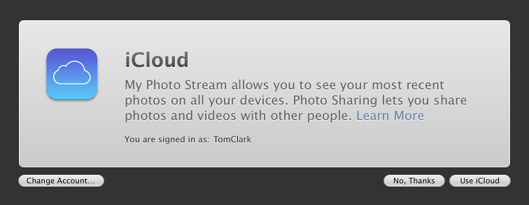 Figure. Photo Stream splash screen