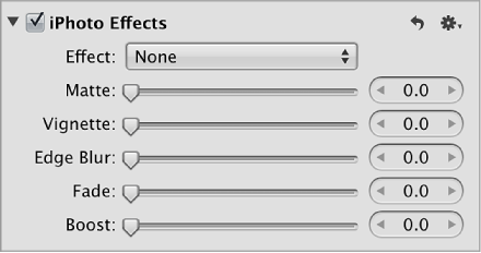 iPhoto Effects controls