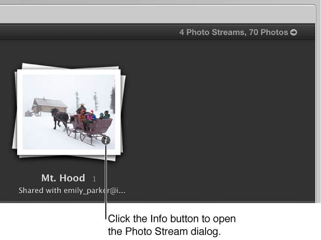 Shared photo stream Info button