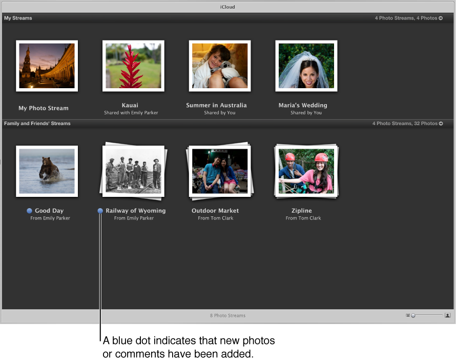Shared photo stream blue dot