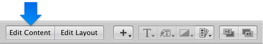 Figure. Edit Content button and Edit Layout button in the Book Layout Editor.
