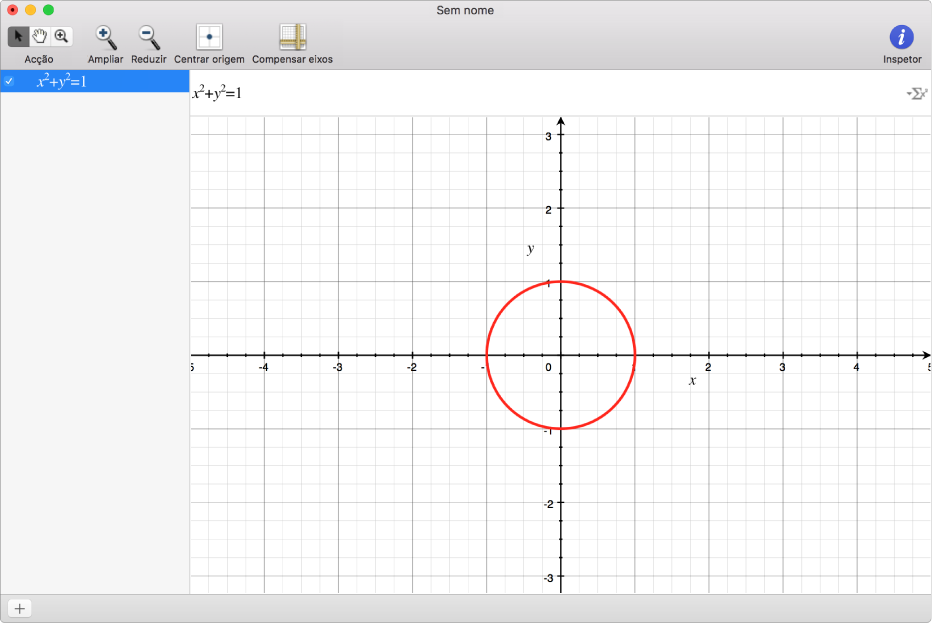 Uma equação e um gráfico de um círculo