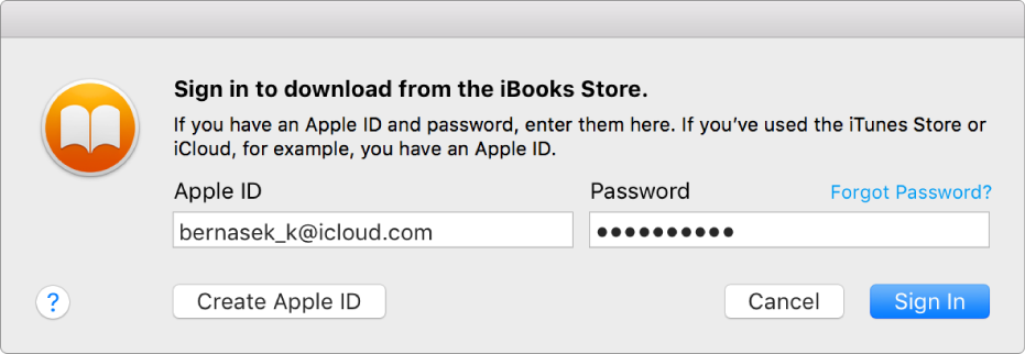 Mac’te iBooks’ta açık bir kitap.