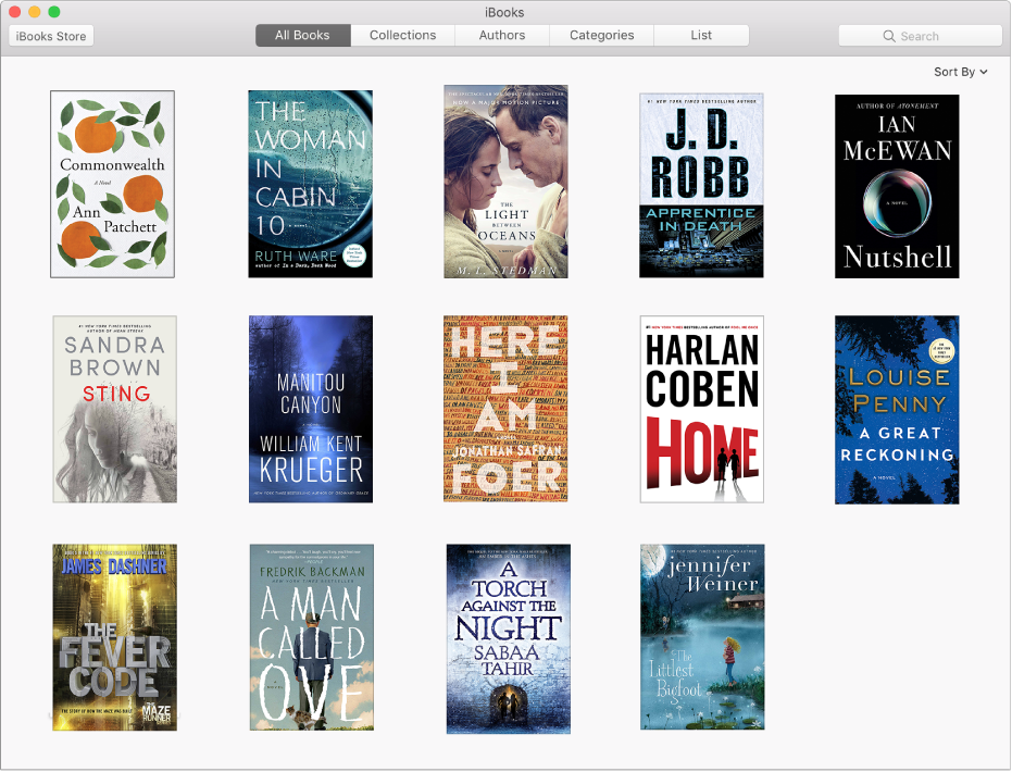 iBooks Store 的「類別」區域,顯示「藝術與娛樂」和「傳記與回憶錄」中受歡迎的書籍。