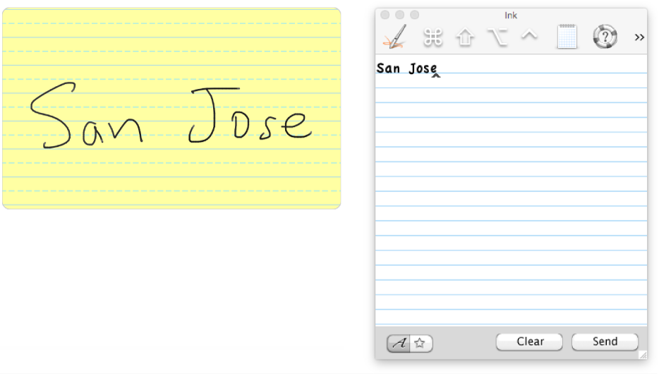 Texto escrito a mano transferido a la superficie de Ink.