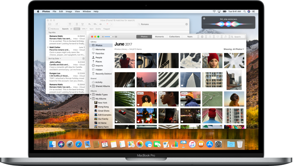 كمبيوتر Mac يعرض تطبيقات مفتوحة على سطح المكتب.