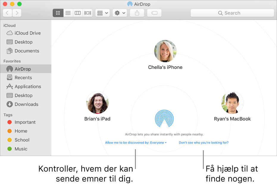 AirDrop-vinduet.