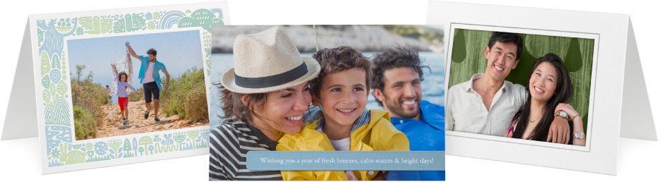 بطاقات ترحيب مطبوعة تعرض تصميمات متعددة.