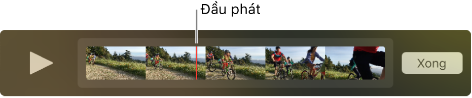 Một clip trong cửa sổ QuickTime Player, với đầu phát nằm gần giữa clip.