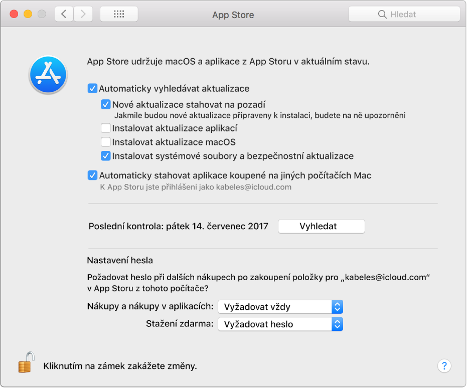 Volby aktualizace v předvolbách App Storu
