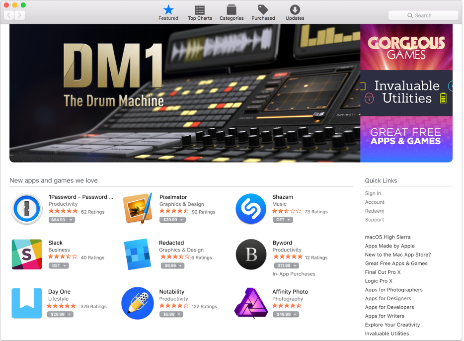 Featured apps in the App Store.