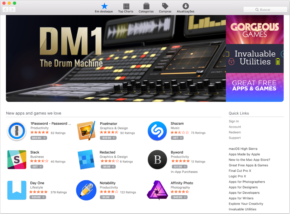 Apps em destaque na App Store.