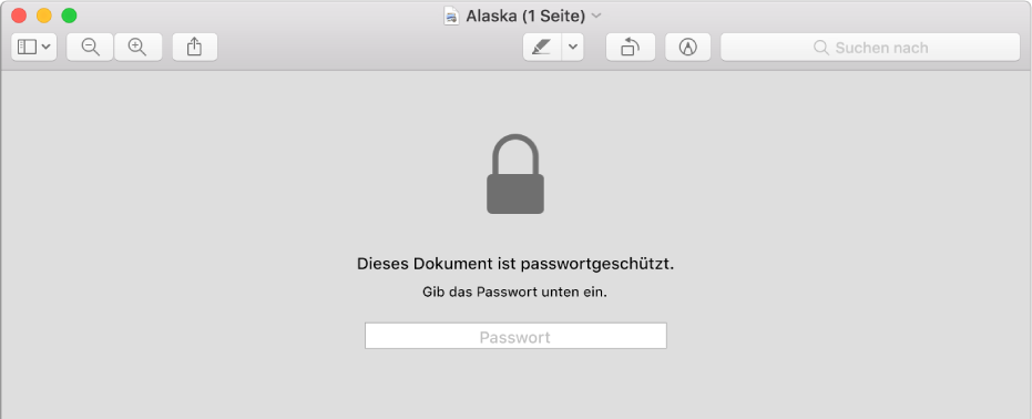 Eine mit einem Passwort geschützte PDF-Datei.