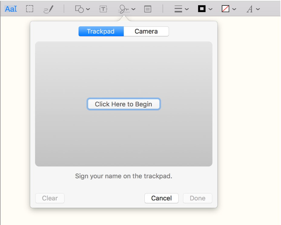 The signature tool in Preview.