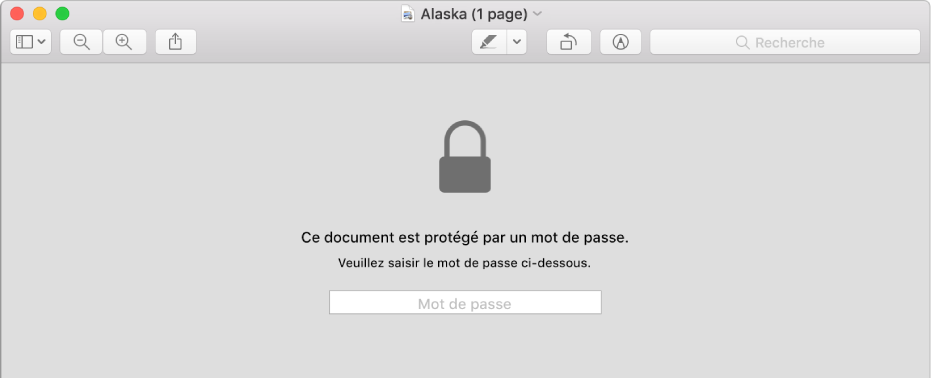 Fichier PDF protégé par un mot de passe.