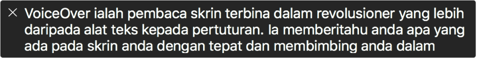 Panel Kapsyen menunjukkan apa yang VoiceOver kini bercakap.