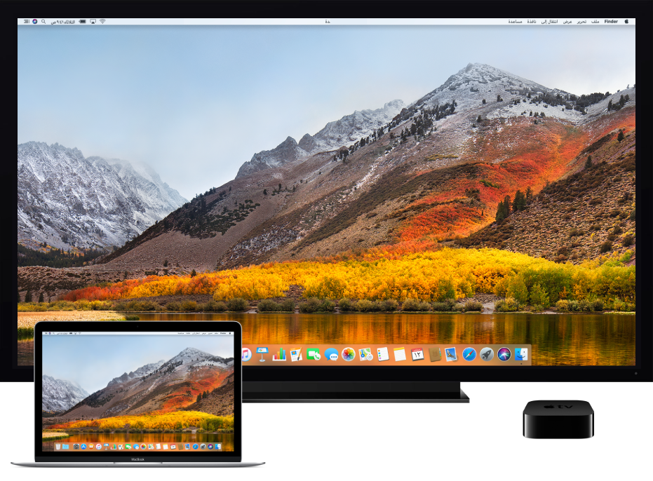 إعداد كمبيوتر Mac وHDTV وApple TV