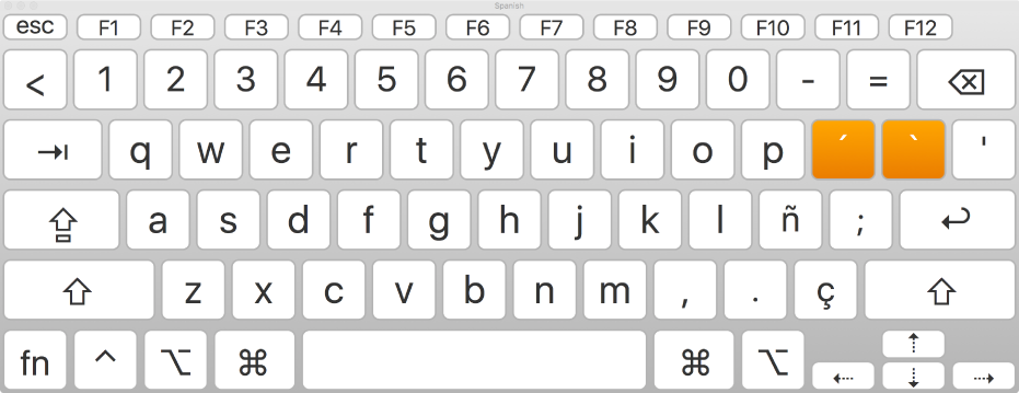 El visor de teclado con la disposición del idioma español.