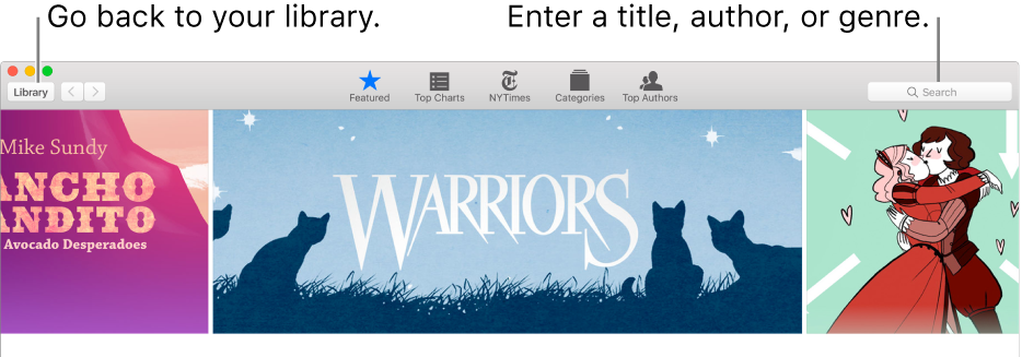 The toolbar in the iBooks Store. Click Library to go back to your library.
