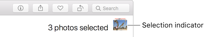 Selection indicator showing that three photos are selected.