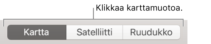Kartta-, Satelliitti- ja Ruudukko-painikkeet.