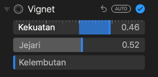 Kawalan vignet dalam anak tetingkap Laras.