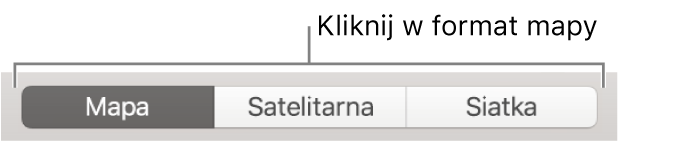 Przyciski Mapa, Satelitarna i Siatka.