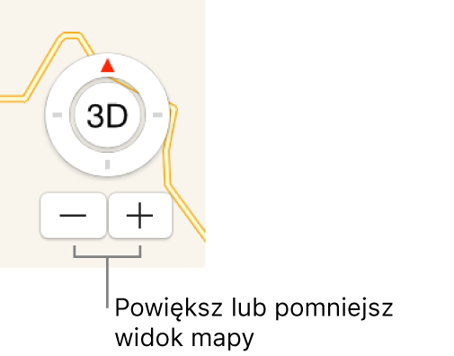 Przyciski powiększania i pomniejszania mapy.