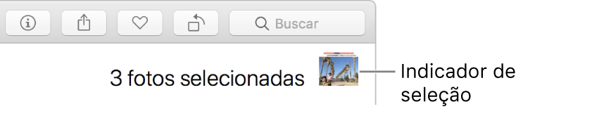 Indicador de seleção mostrando três fotos selecionadas.