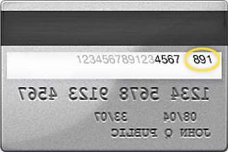 Imagem do código de segurança de três dígitos no verso do cartão de crédito