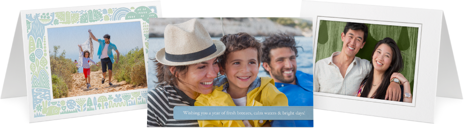 Thiệp chúc mừng được in đang hiển thị một số thiết kế.