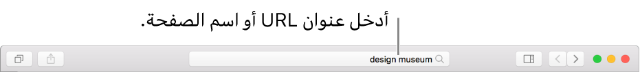حقل البحث الذكي في Safari، حيث يمكنك إدخال اسم صفحة أو عنوان URL.