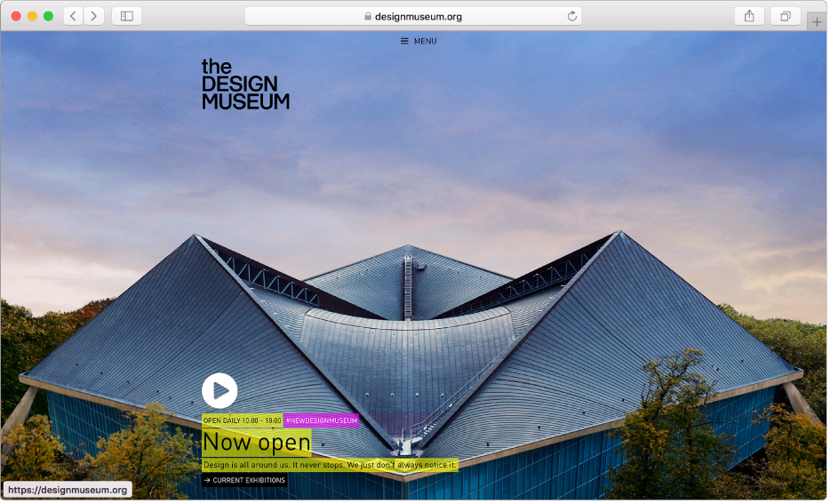 Et Safari-vindue, der viser webstedet til et magasin.