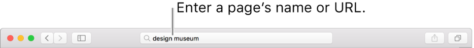 The Safari Smart Search field, where you can enter a page’s name or URL.