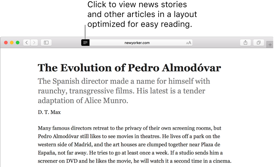 An article in Reader Mode, with all ads and navigation stripped away.