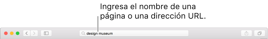 El campo de búsqueda inteligente de Safari, en donde puedes ingresar el nombre de una página o un URL.